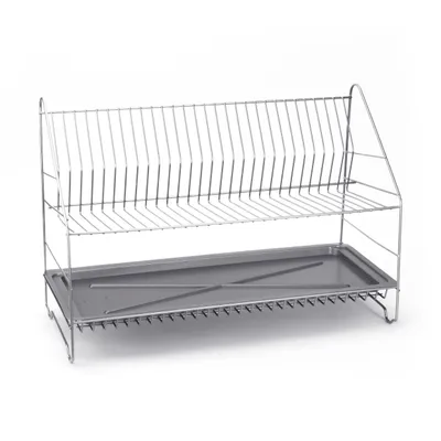 Imagen del producto de Soporte para platos, escurridor, cesta para escurrir platos, 2 niveles, metal