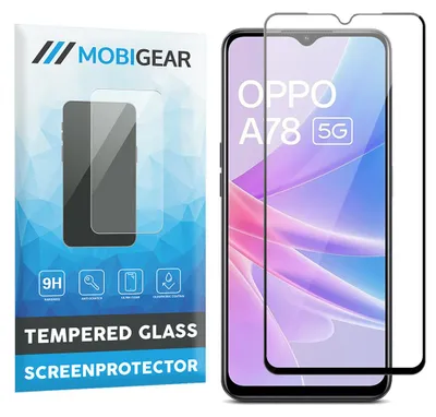 Produktbild von Mobigear Premium Displayschutz für OPPO A78, gehärtetes Panzerglas, Displayschutzfolie - kompatibel mit Hüllen - Schwarz