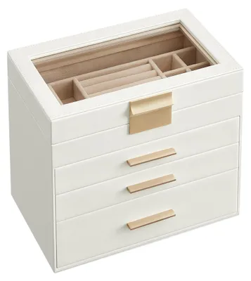 Produktbild von 4-lagige Schmuckbox mit Glasdeckel und 3 Schubladen