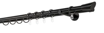Produktbild von Gardinenstange auf Maß 20mm Rag 2-lauf Wandträger 12cm Farbe: Schwarz, Größe: 260cm