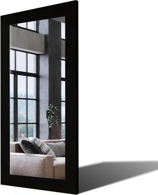 Produktbild von 80x140 Rechteckig Rustikale Wandspiegel mit Rahmen massivholz Eichenholz Vertikal | Individuell Spiegel Nach Maß | PLDR224 Oak Black Glatte Oberfläche