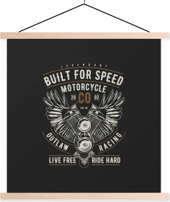 Produktbild von MuchoWow® Textilposter Mancave - Flügel - Vintage - Motor 120x120 cm mit holzfarbenen Rahmen - Textil-Poster
