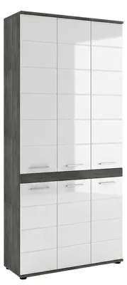 Produktbild von xonox.home Hochschrank Blake Weiß hochglanz / Rauchsilber 90 x 191 x 31 cm