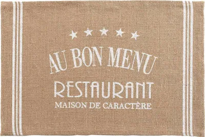 Image de Set de table jute 30 x 45 cm Au bon menu blanc