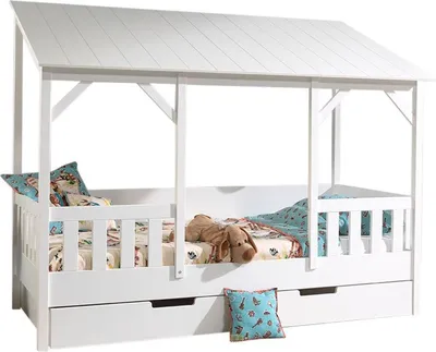 Produktbild von Hausbett Katee 214x105x174 Kinderbett MDF+Massivholz Weiß