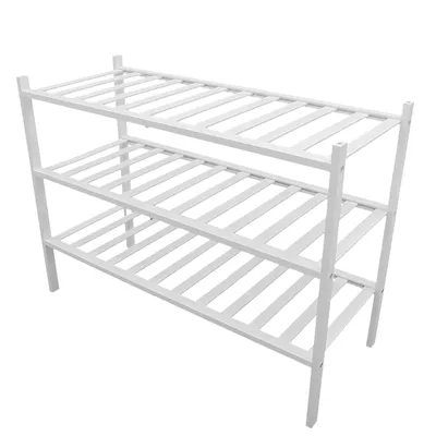 Image de Étagère de rangement Étagère à chaussures à 3 niveaux, modèle sur pied Blanc