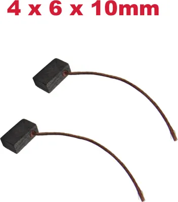 Produktbild von 2x Trade-Shop Motorkohlen / Kohlebürsten / Schleifkohlen / Kohlestifte 4x6x10mm Kabellänge 40mm für viele KFZ PKW Motoren Antriebe 12-24V