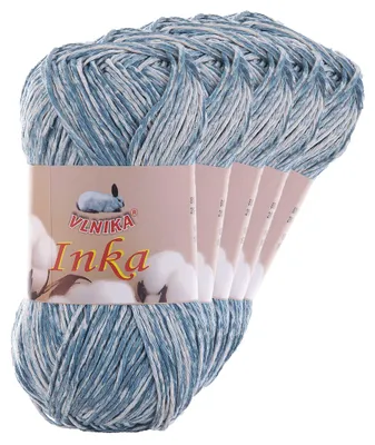 5 x 100g Inka mehrfarbig Farbverlaufgarn Baumwollmischgarn 42 creme-hellblau