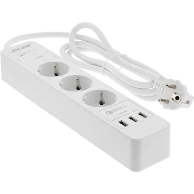 Obrázek produktu pro InLine 16491, 1,5 m, Typ F, 1,5 mm², Bílá, Plast, 3 AC zásuvky / AC zásuvek