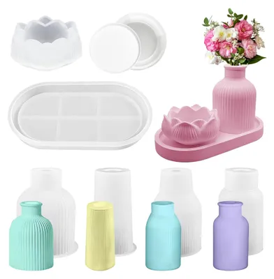 Produktbild von Set mit 7 Silikonformen für Vasen und Tabletts