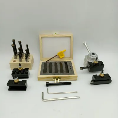 Produktbild von Kompaktes, tragbares 19-teiliges Schnellwechsel-Stifthalter-Set mit Bohrstangen-Drehwerkzeughalter für Mini-Drehmaschinen, inklusive 9-teiligem 3/8-Zoll-Werkzeugset.