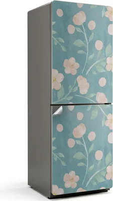 Produktbild von Zarte tropische Blätter – Kühlschrank Aufkleber – Klebefolie Kühlschrank – Kühlschrank Dekor – Kühlschrankfolie selbstklebend – Küchen Dekoration – 70x190 cm