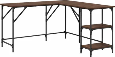 Produktbild von vidaXL Schreibtisch Braun Eichen-Optik 139x139x75 cm Holzwerkstoff