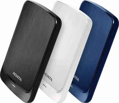 Three external hard drives in different colors are displayed side-by-side.