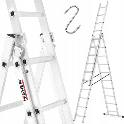 Zdjęcie produktu dla Drabina aluminiowa wielofunkcyjna na schody 3x10 HIGHER 6,04m Hobby 150kg