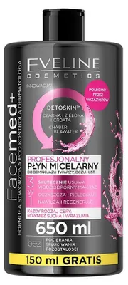 Obrázok produktu pre Eveline Cosmetics Facemed+ – micelárna voda, čistenie, hydratácia – Kartón 6 ks