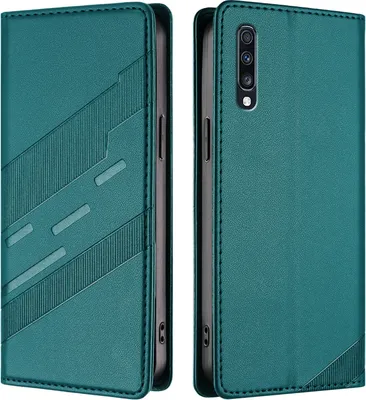 Produktbild von Hülle für Samsung Galaxy A70 / A70S, Kunstleder Brieftaschen Handyhülle mit Kartenfach und Standfunktion Grün