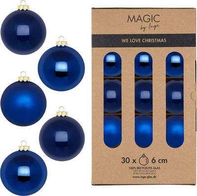 Weihnachtskugeln Glas 6cm 30 Stück - Royal Blue