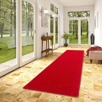 Produktbild von Hochflor Velours Läufer Teppich Luna Rot, Größe:80x240 cm