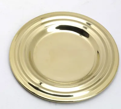 Produktbild von Kerzenteller Messing Gold poliert (Innen Ø 7,5 cm, Außen Ø 13 cm)