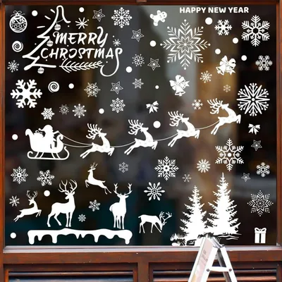 Produktbild von Fensterbilder Weihnachten 193 Stück PVC Elch Statisch Ablösbar Wiederverwendbar