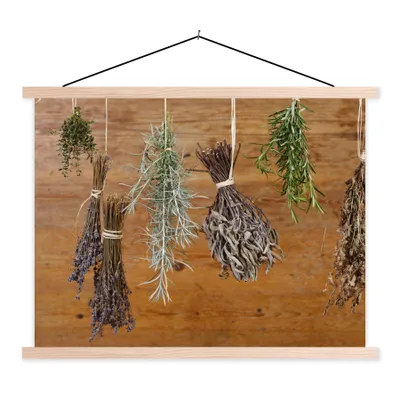 Produktbild von MuchoWow® Textilposter Getrocknete Kräuter 150x113 cm mit holzfarbenen Rahmen - Poster