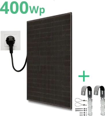 Obrázek produktu pro Solární moduly se zástrčkou včetně montáže na balkon-Single-400wp-300W-omvormer-Balkon-compleet