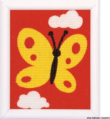 Imagen del producto de Kit de bordado Vervaco "mariposa amarilla", diseño de bordado estampado