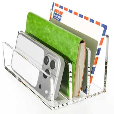 Acryl-Büroorganisator, 3 Fächer, transparent, 17,5x10,4x10 cm