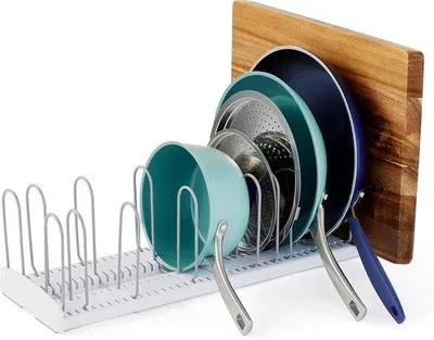 Produktbild von Famanu Küchenregal verstellbar für Töpfe und Deckel - Weiß