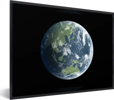 Produktbild von MuchoWow® Gerahmtes Poster Satellitenbild der Erde 80x60 cm - Poster mit Schwarzem Bilderrahmen Wandposter Rahmen Foto Bilder - Schwarzem - Mit Gestell