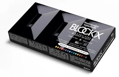 Produktbild von Blockx Aquarellfarben, Zierkasten mit 16 halben Näpfchen 41516BXC