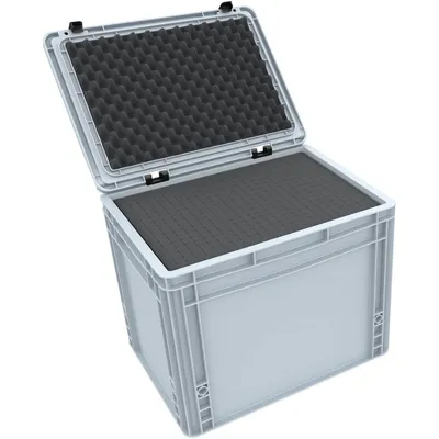 Produktbild von Eurobehälter 400x300x335 mm mit Scharnierdeckel und Rasterschaum