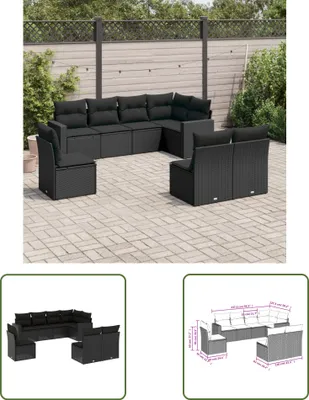 Produktbild von The Living Store 8-tlg. Garten-Sofagarnitur mit Kissen Schwarz Poly Rattan