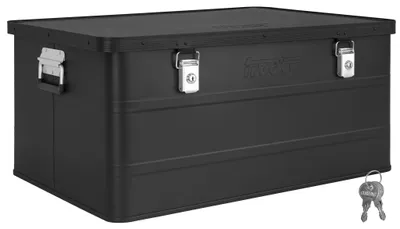 Produktbild von Aluminium Box mit Deckel Schwarz Alu Kiste Box Alukiste 135 Liter Transportbox Metallbox Alu Aufbewahrungsbox Boxen Abschliessbar Metallkiste Trucky