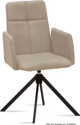 Produktbild von Armlehnstuhl drehbar (4er-Set) Debera 52x92x60 Schwarz/Natur