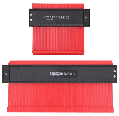 Produktbild von Amazon Basics 2er-Pack Konturenlehre 12.7 und 25.4 cm, Profilform-Kopierwerkzeug, Reibschluss, ohne Verriegelung für DIY-Nachzeichnen, Formung, Basteln, metrische + imperiale Skalen, Magnetrückseite