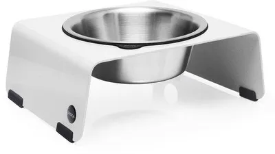 Image de Gamelle surélevée pour chien, station d'alimentation en acier inoxydable et acier (blanc, M Solo)
