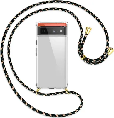 Produktbild von Handykette Backcover-Schutzhülle mit Band (Metall goldfarben) für Google Pixel 6 - camouflage