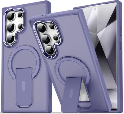 Immagine prodotto di Custodia magnetica per Samsun Galaxy S25 / S24, compatibile con MagSafe, retro opaco, cover antiurto con supporto Viola