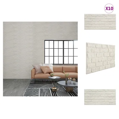 Immagine prodotto di vidaXL Pannelli da parete 3D, 10 pezzi, bianco, effetto mattoni, EPS - Rivestimento murale