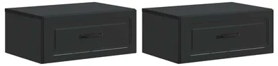 Zdjęcie produktu dla Wisząca Szafka Nocna z szufladą 2 pcs Czarny 49 x 34,5 x 20 cm