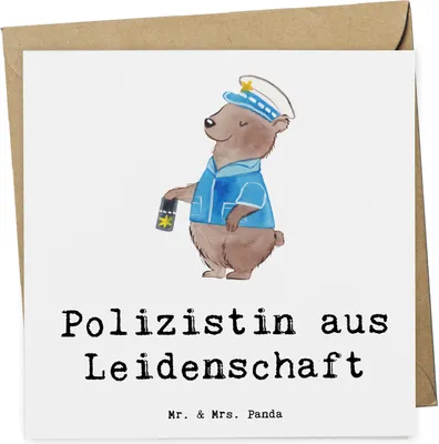 Produktbild von Mr. & Mrs. Panda Grußkarte Polizistin Leidenschaft - Weiß - Geschenk, Polizei, Polizeibeamtin, Glückwunschkarte, doppelkarte, faltkarte, Cop, Klappkarte, anlasskarte