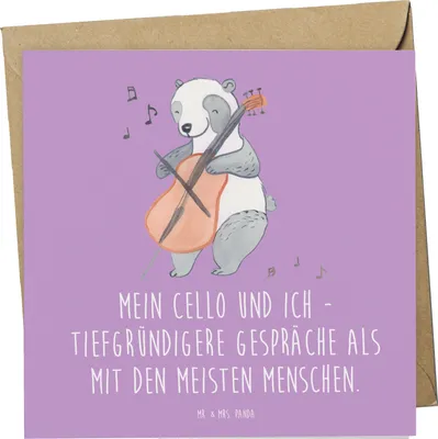 Produktbild von Mr. & Mrs. Panda Grußkarte Violoncello Gespräche - Lavendeltraum - Geschenk, Klappkarte, Cellist, anlasskarte, Lernen, Cello, Freund, doppelkarte, Musik, faltkarte