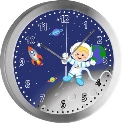 Produktbild von Funkuhr, Kinder Wanduhr, Kinderuhr, Kinderzimmer Weltall