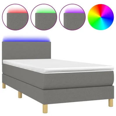 Produktbild von vidaXL Boxspringbett mit Matratze & LED Dunkelgrau 100x200 cm Stoff