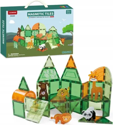 Produktbild von DYMEXSHOP | Magnetische Bausteine - Jungle - 50 Teile - Kreatives Spielzeug - Fördert die Fantasie