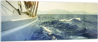 Produktbild von Bilder auf glas - Einteilig - Yacht Segelboot Sonne - 140x50cm - Glasbilder - Wandbilder - Bilder - zum Aufhängen bereit - Wanddekoration aus Glas - Glas Bilder - Wandbild auf Glas - GAB140x50-4138