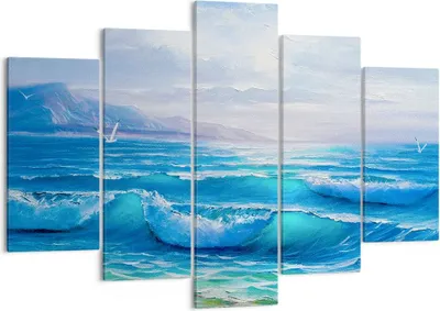 Produktbild von Bild auf Leinwand - Leinwandbild - Meer Welle Möwe - 150x100cm - Wand Bild - Wanddeko - Wandbilder - Leinwanddruck - Bilder - Kunstdruck - Wanddekoration - Leinwand bilder - Wandkunst - EA150x100-4033