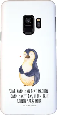 Produktbild von Mr. & Mrs. Panda Samsung Galaxy S9 Handyhülle Pinguin Diät - Weiß - Geschenk, Abnehmen, Smartphone Hülle, Handy Schutzhülle, Cover, Motivation, Bauch